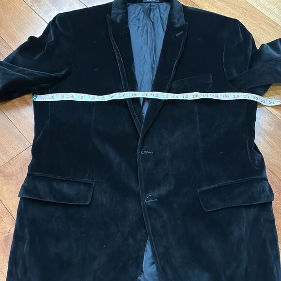 John Varvatos Black Textured Velvet Jacket Blazer Peak Collar 46R - Picture 14 of 16